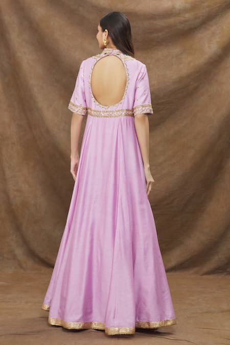 Kanj By Priyanka A Sakhuja Silk Chanderi Gown With Dupatta 