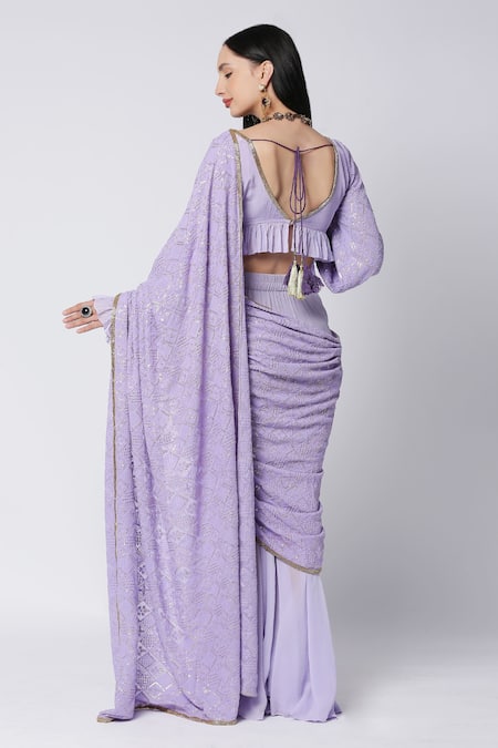 Monk & Mei By Sonia Anand Pre-Stitched Fish Cut Saree With Blouse 