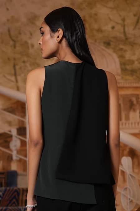 Label Ruhbab Asymmetric Silk Crepe Top & Pant Set 