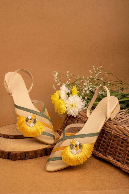 Shop The Frou Frou Studio Green Thread Xylia Hand Work Mules at Aza Fashions Shop_The Frou Frou Studio_Green Thread Xylia Hand Work Mules_at_Aza_Fashions