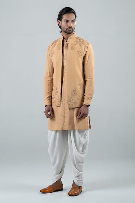 Punit Arora Mandarin Collar Bundi And Kurta Set 