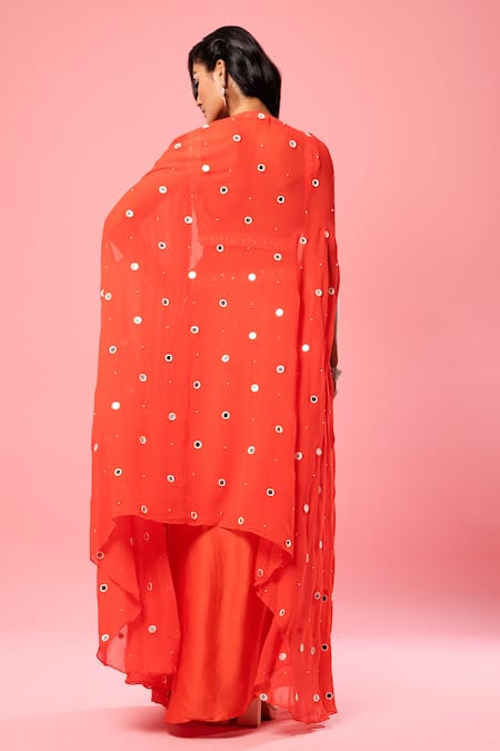 Quench A Thirst Mirror Embroidered Cape & Dhoti Pant Set 