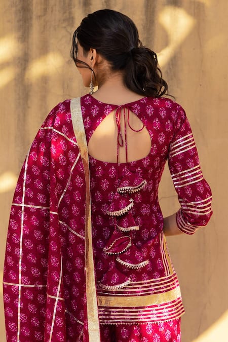 Pomcha Jaipur Floral Print Kurta Sharara Set 