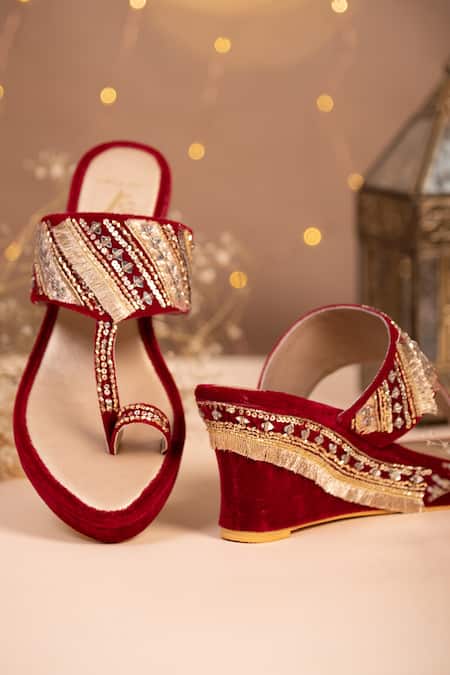 House of Vian Sehar Bead Embrodiered Wedges 