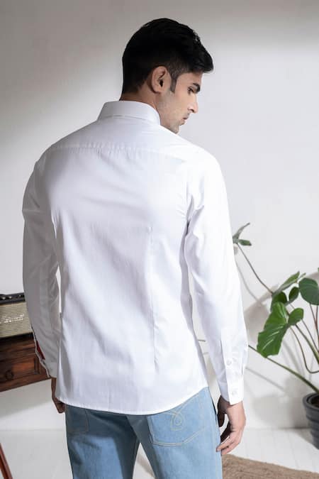 Shop Abkasa White Cotton Embroidery Michael Shirt at Aza Fashions Shop_Abkasa_White Cotton Embroidery Michael Shirt _at_Aza_Fashions