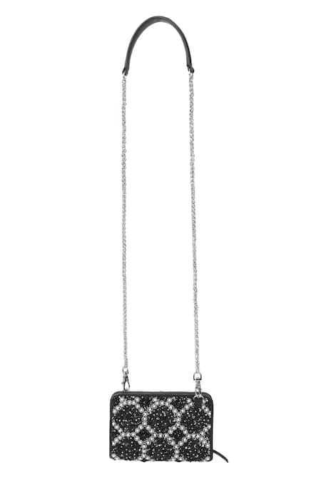 Shop The Leather Garden Black Daphne Leather Embellished Wallet at Aza Fashions Shop_The Leather Garden_Black Daphne Leather Embellished Wallet_at_Aza_Fashions