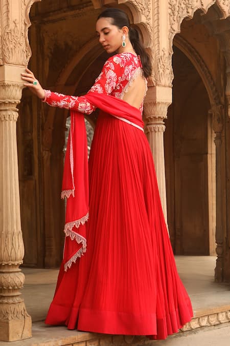 Dheeru Taneja Zoya Floral Print Anarkali With Dupatta 