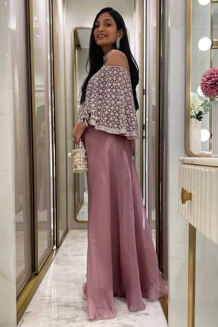 Elemente Aira Crystal Embellished Cape & Sharara Set 