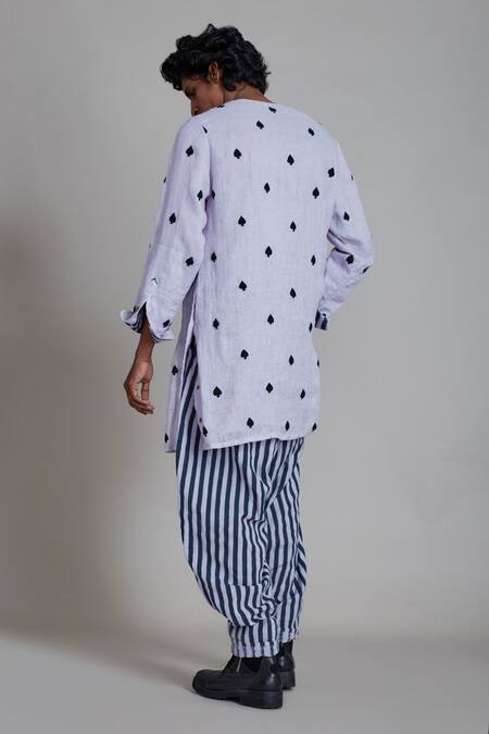 Shop MATI Purple Pure Linen Spade Patchwork Kurta at Aza Fashions Shop_MATI_Purple Pure Linen Spade Patchwork Kurta_at_Aza_Fashions