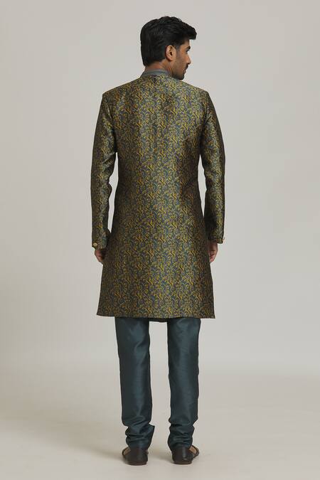 Shop Arihant Rai Sinha Grey Brocade, Silk Embroidery Woven Swirl Pattern With Churidar at Aza Fashions Shop_Arihant Rai Sinha_Grey Brocade, Silk Embroidery Woven Swirl Pattern With Churidar_at_Aza_Fashions