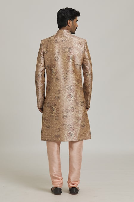 Arihant Rai Sinha Tone On Tone Floral Print Sherwani With Churidar 