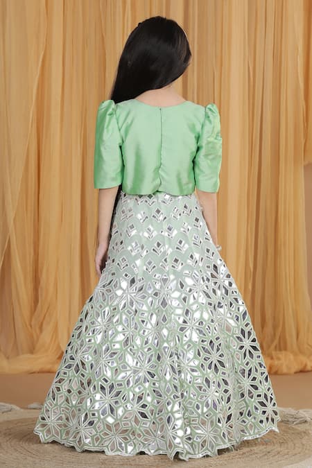 The Little Celebs Embroidered Blouse & Lehenga Set 