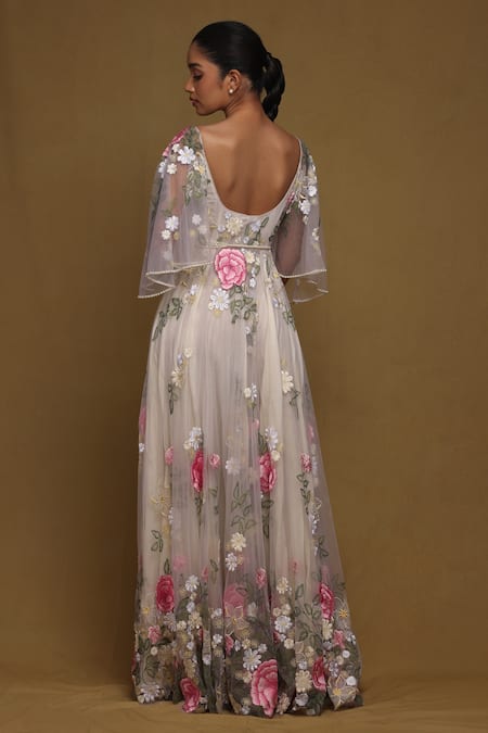 Shriya Som Floral Thread Embroidered Gown 