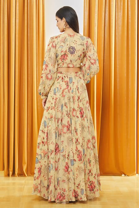 Label Shristi Chetani Florette Print Lehenga Set 