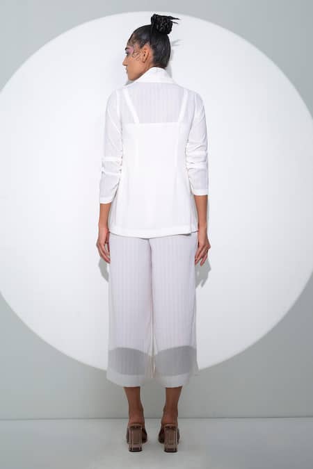 Pocketful Of Cherrie White Crepe High Waisted Pleated Culottes 2