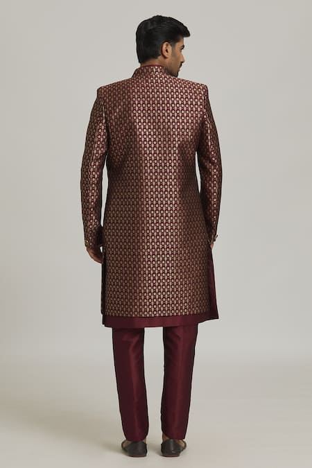 Arihant Rai Sinha Floral Pattern Front Open Sherwani Set 