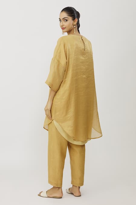 Neeta Bhargava Embroidered Tissue Kaftan Pant Set 