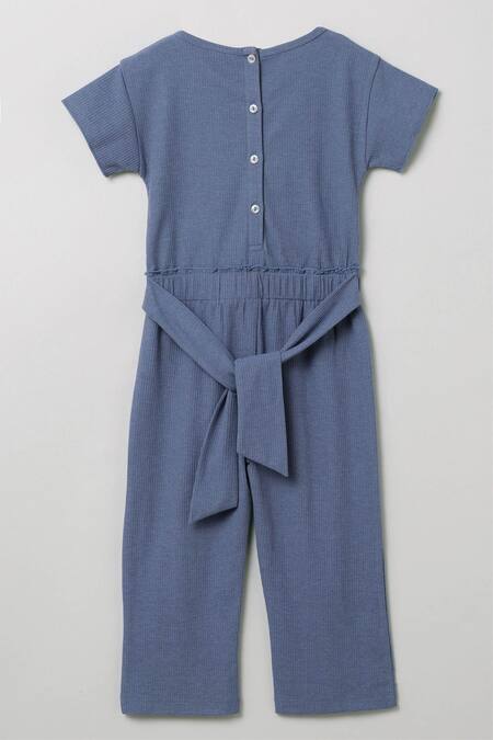 Shop Byb Premium Blue Cotton, Polyester Round-neck Jumpsuit at Aza Fashions Shop_Byb Premium_Blue Cotton, Polyester Round-neck Jumpsuit_at_Aza_Fashions