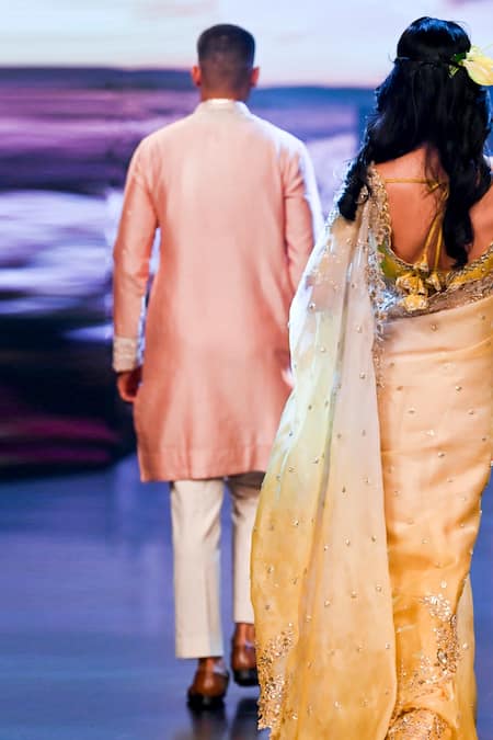 Shop Anushree Reddy Pink Chanderi Embroidery Collar Kurta Set at Aza Fashions Shop_Anushree Reddy_Pink Chanderi Embroidery Collar Kurta Set _at_Aza_Fashions