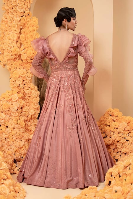 Adi By Aditya Khandelwl Floral Embroidered Full Sleeve Gown 