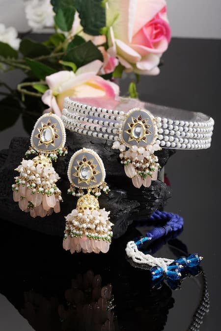 Dugran By Dugristyle Stone Embellished Pendant Choker Set 