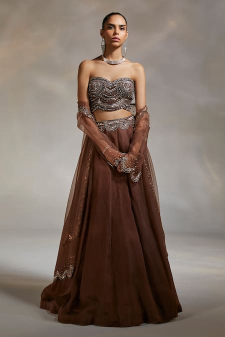 Divya Aggarwal Theo Scallop Embellished Cape Lehenga Set 