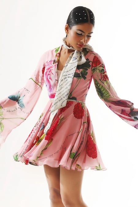 Mahima Mahajan Neck Tie Up Flared Dress 