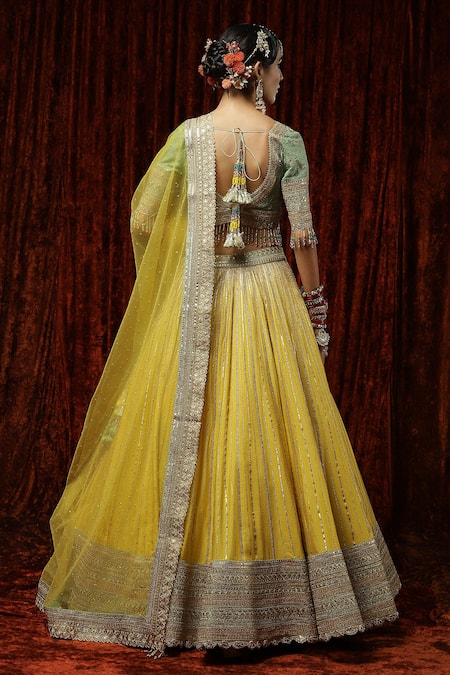 Shikhar Sharma Silk Chanderi Embroidered Bridal Lehenga Set 