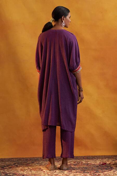 Rekha Agra Polka Dots Print Kimono & Pant Set 