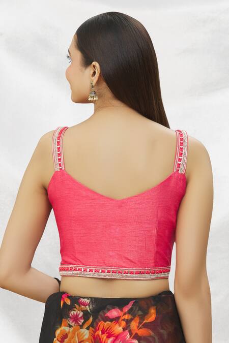 Dual Tone Embroidered Net Sleeveless Blouse With Sweetheart Neckline |  Anaysa Fashion