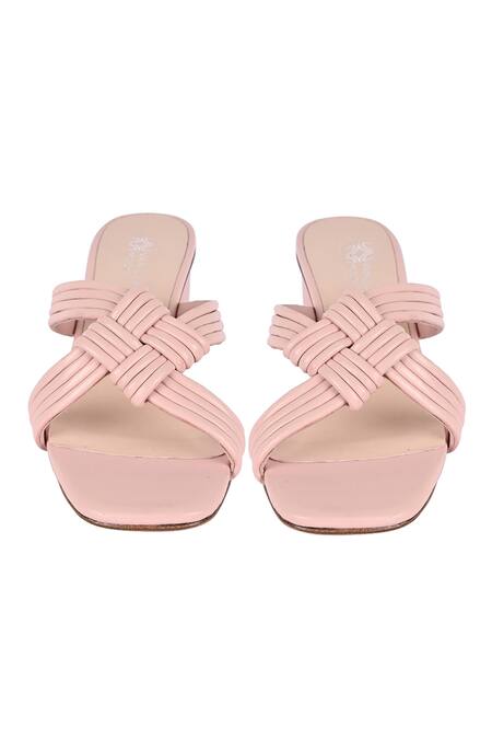 Shop Vanilla Moon Pink Dolores Leather Interlaced Strap Heels at Aza Fashions Shop_Vanilla Moon_Pink Dolores Leather Interlaced Strap Heels_at_Aza_Fashions
