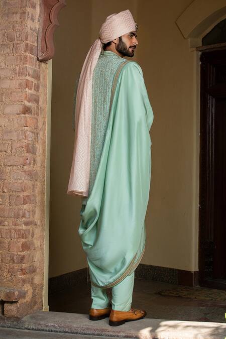 Shop Nitika Gujral Green Embroidered Habutai Silk Stole at Aza Fashions Shop_Nitika Gujral_Green Embroidered Habutai Silk Stole_at_Aza_Fashions