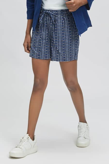 Buy Blue 100% Organic Handloom Oxford Cotton Polka Dots Print