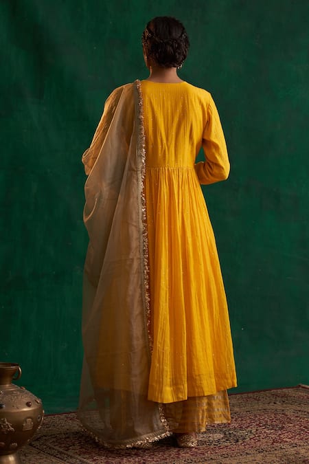 Rekha Agra Chanderi Embroidered Anarkali Palazzo Set 