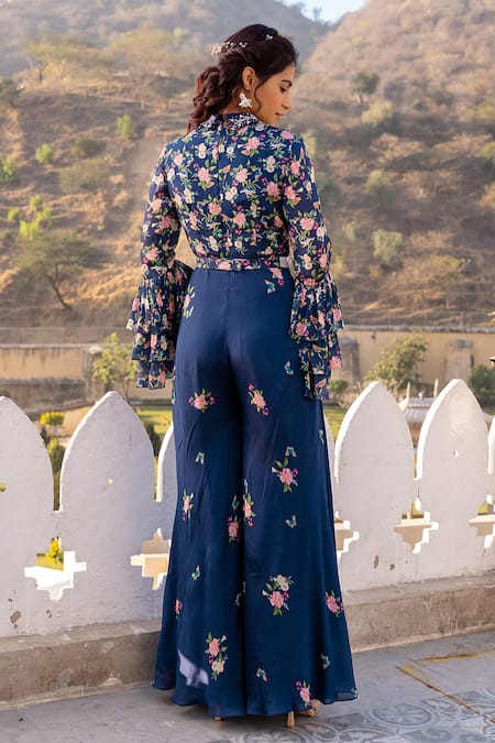 Suruchi Parakh Floral Print Jumpsuit With Belt 