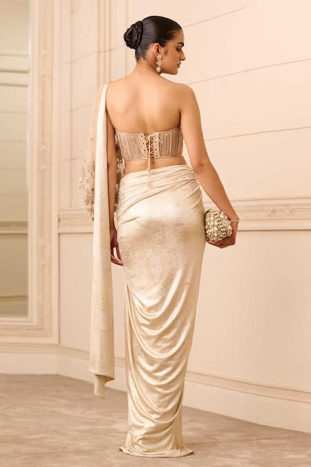 Tarun Tahiliani Concept Pre-Draped Saree With Embroidered Corset 
