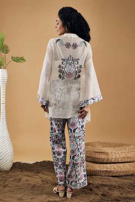 Soup By Sougat Paul Pastel Floral Applique Shirt With Pant 