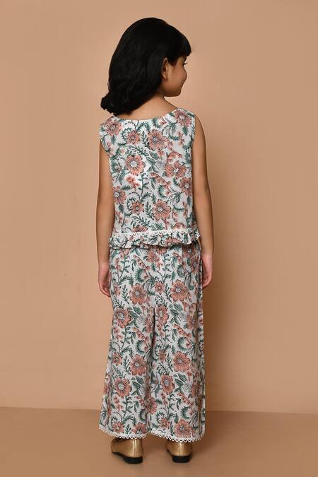 Pankhuri By Priyanka Cotton Printed Peplum Top & Palazzo Set 