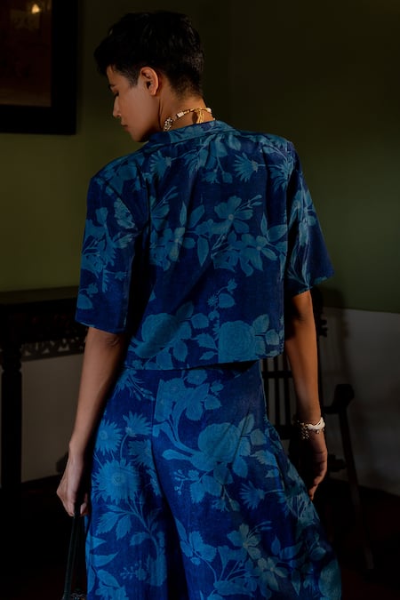 Paulmi And Harsh Bluebell Floral Print Blazer & Pant Set 