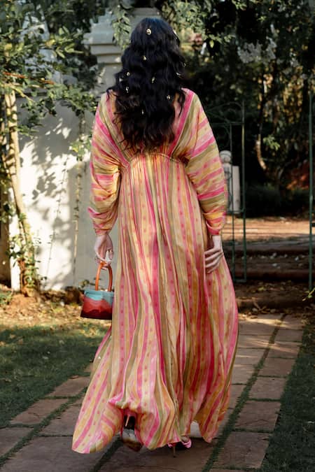 Paulmi And Harsh Vintage Striped Pattern Kaftan 