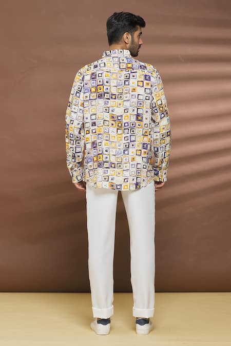 Shop Linen Bloom Multi Color 100% Linen Window Print Shirt at Aza Fashions Shop_Linen Bloom_Multi Color 100% Linen Window Print Shirt _at_Aza_Fashions