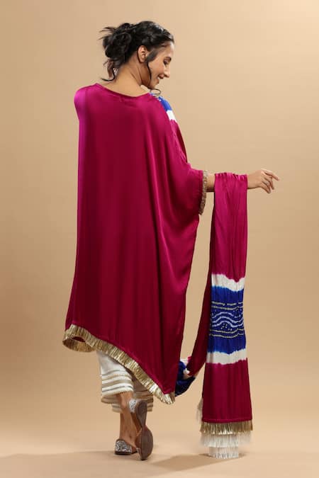 Etasha By Asha Jain Embroidered Draped Kaftan & Pant Set 