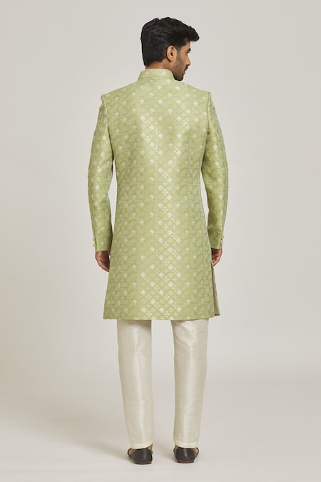Arihant Rai Sinha Overlap Floral Pattern Sherwani Set 