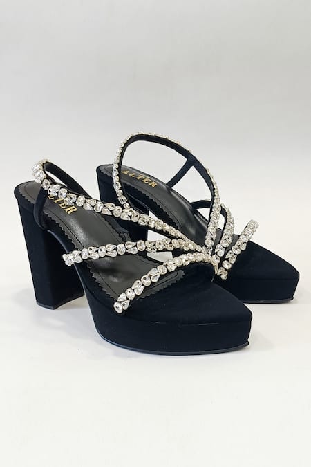 Shop The Alter Black Rhinestones Kiara Embellished Platform Block Heels at Aza Fashions Shop_The Alter_Black Rhinestones Kiara Embellished Platform Block Heels _at_Aza_Fashions