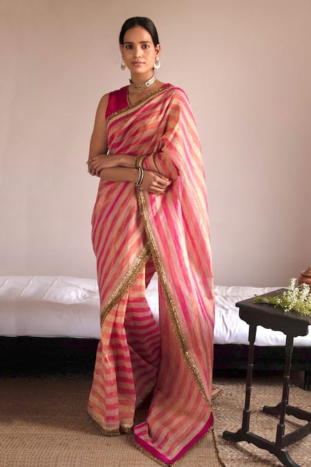 Shorshe Clothing Handloom Stripe Pattern Saree 