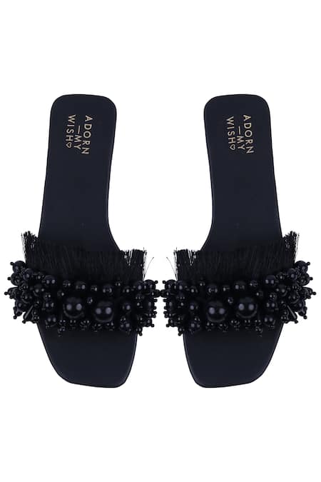 Adorn My Wish Pearl & Fringe Embellished Flats 