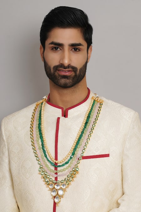Ruby Raang Bead & Kundan Layered Necklace 