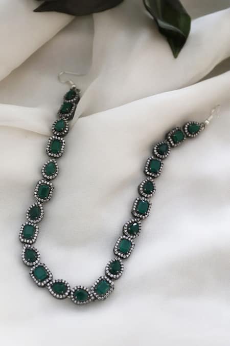 Do Taara Green Cubic Zirconia Embellished Headband 