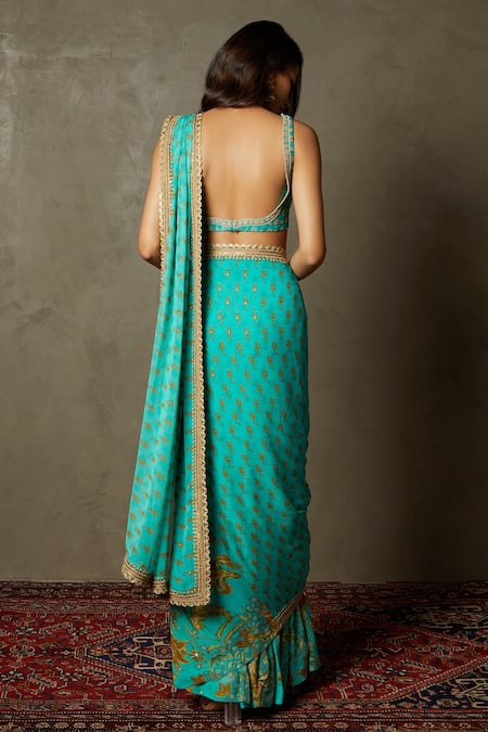 RI.Ritu Kumar Jardin Floral Embroidered Saree With Blouse 