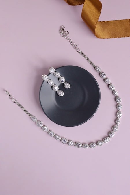 Rhinestone Bridal Jewelry Sets for Women Necklace and Earrings Set for  Wedding with Crystal Tiara Gift Box Included - Walmart.com